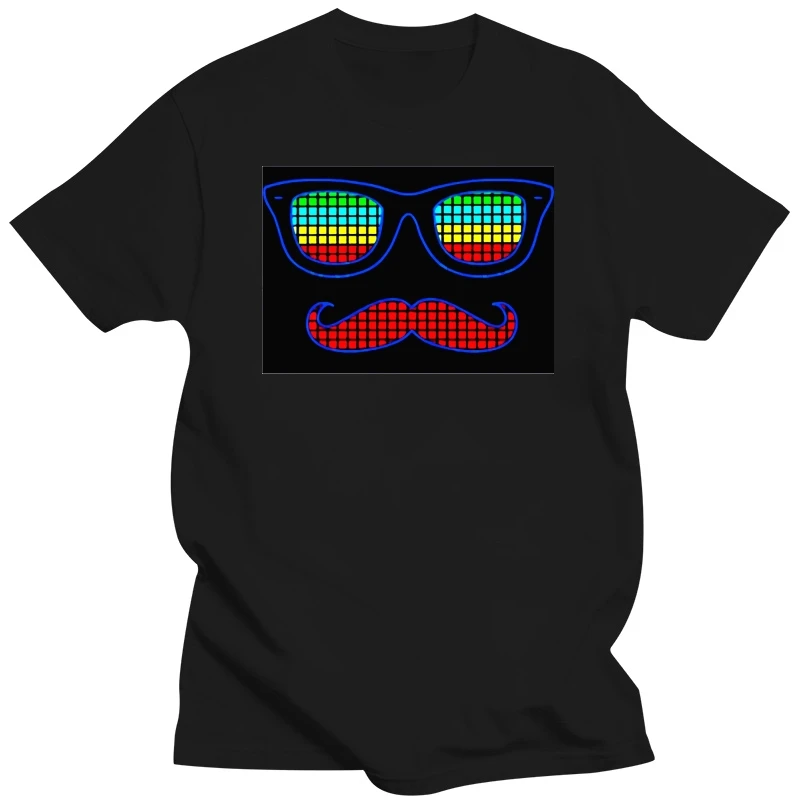 t shirt for women Hot Sale Sound Activated Led Cotton Light Up and Down Flashing Equalizer EL T Summer Mens T Shirt