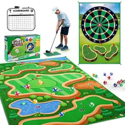 Golf Play Chipping Game 2-in-1 Golf Game Training Mat For Chipping Putting Darting Golf Game For Backyard Garden Activities For