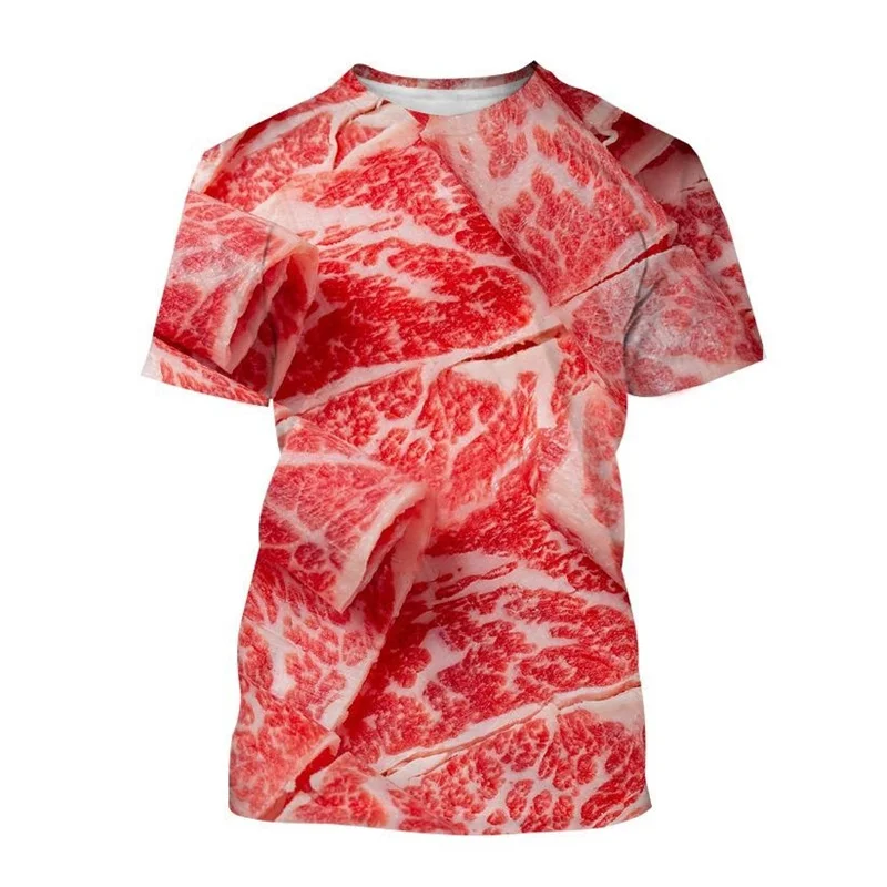 Creative Beef Mutton Meat T-shirt Men Women 3D Print Streetwear Personality T Shirt O-Neck Casual Shirt Tees Tops Male Clothing