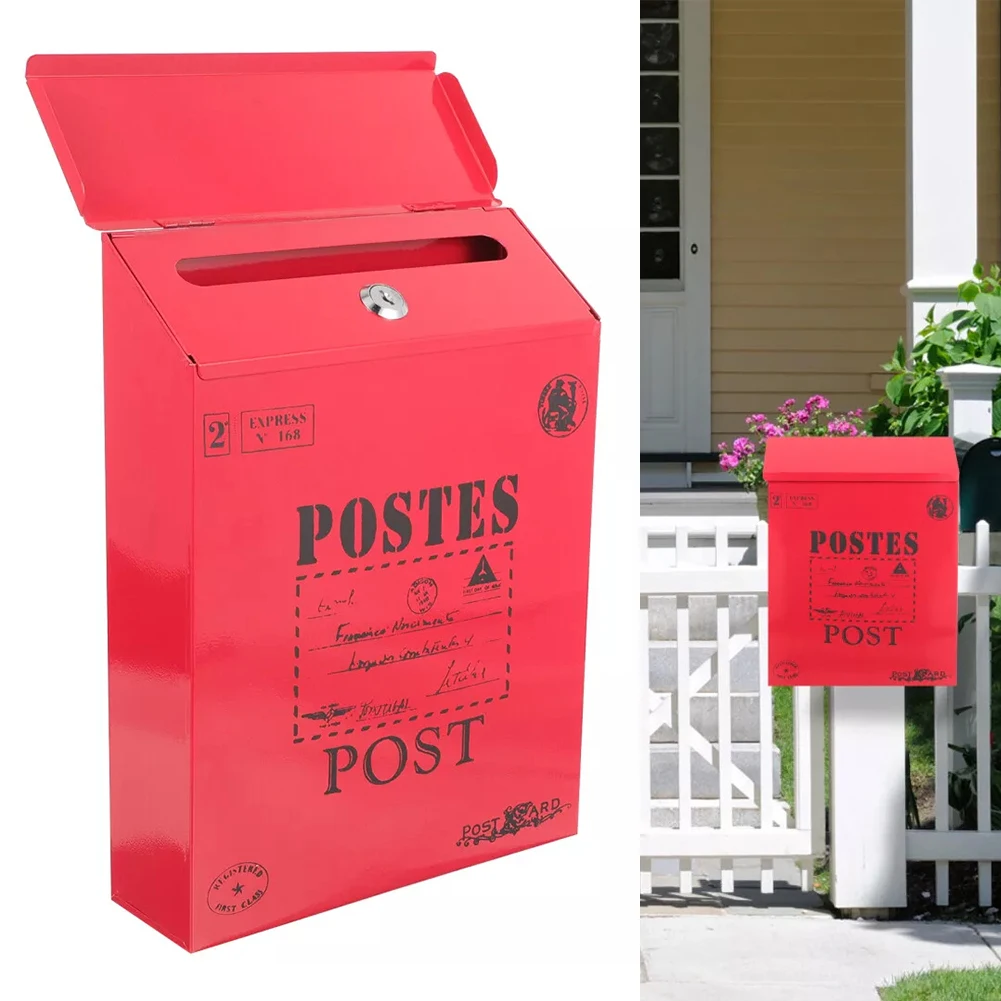 Large Capacity Mailbox Retro Postal Letter Box Secure And Private Steel Lock Vintage Design Weather Resistant Easy Installation