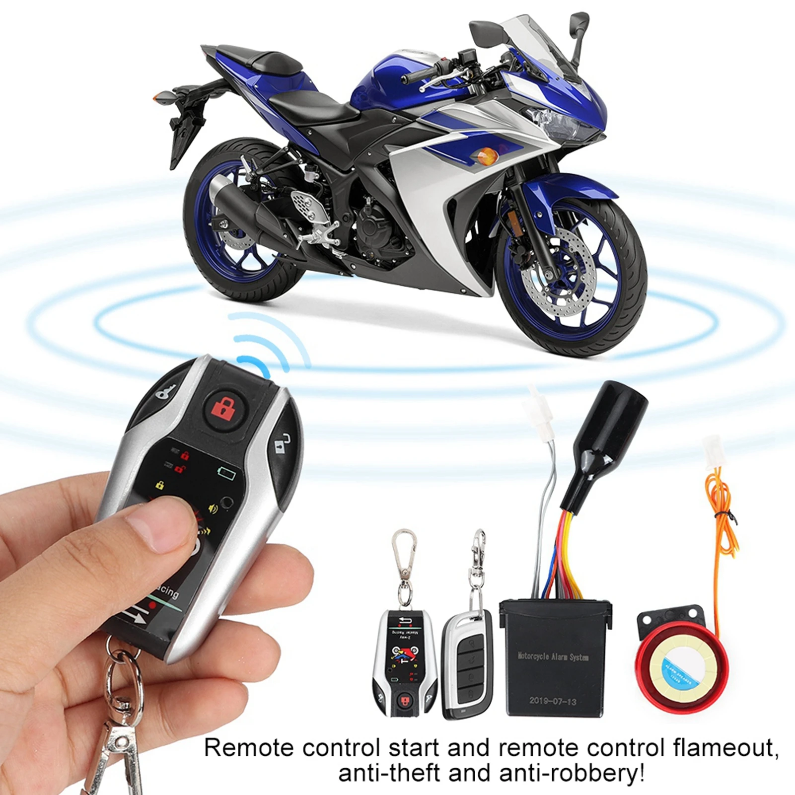

2 Way Remote Alarm Horn Waterproof Security System with Engine Start Function for Motorcycle