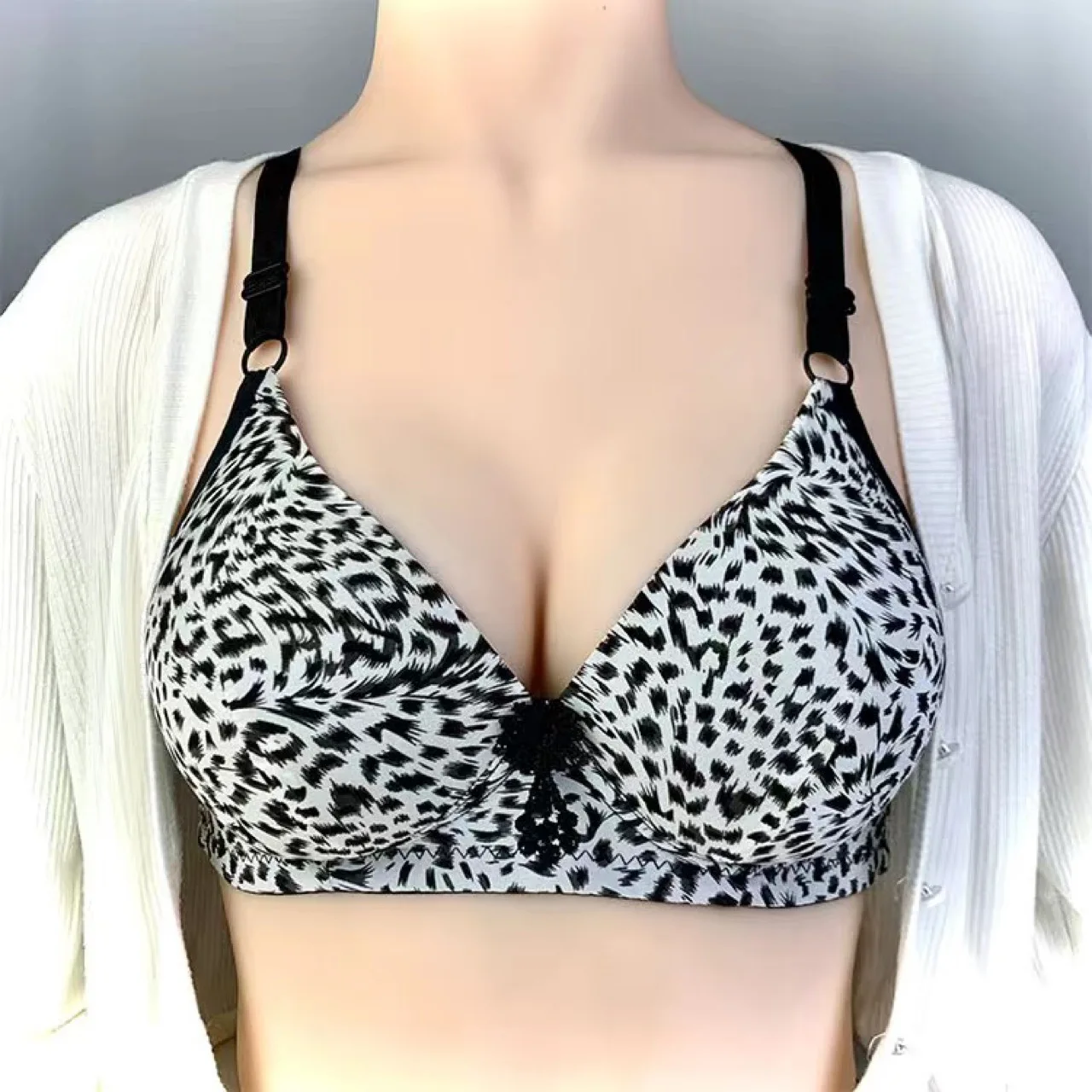 Women Leopard Wireless Bar Gathering Push Up Lingerie Casual Daily Underwear Elegant Ladies Bralette