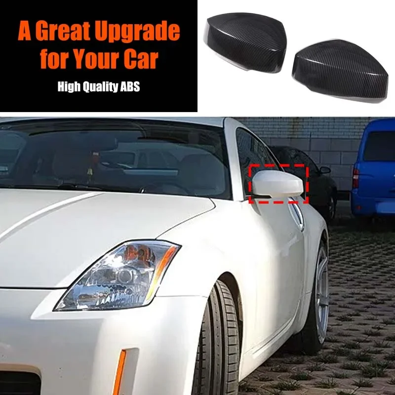 

Накладки на зеркала заднего вида из ABS-карбона для Nissan 350Z 2003-2006, декоративные наклейки, аксессуары для защиты экстерьера автомобиля