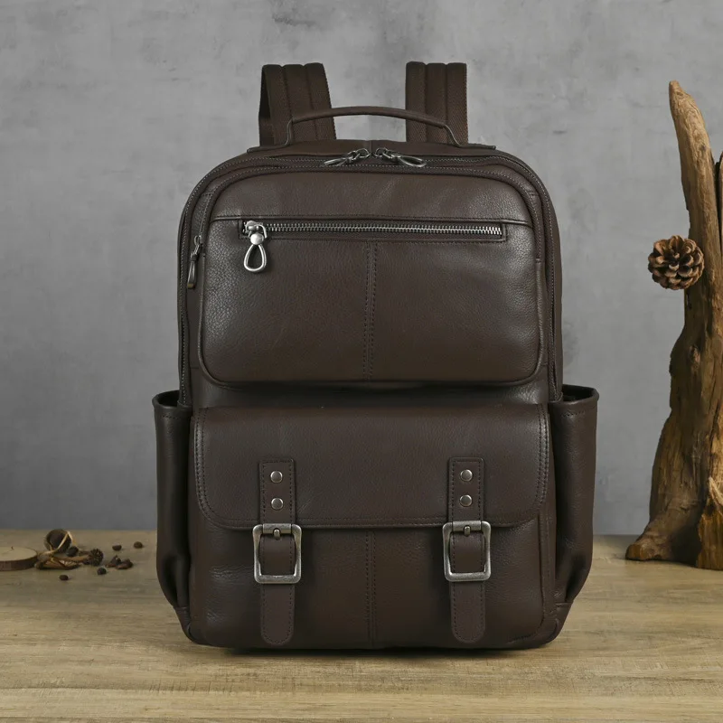 

LD-Head layer cowhide backpack, versatile leather backpack for daily leisure, fashionable student computer bag