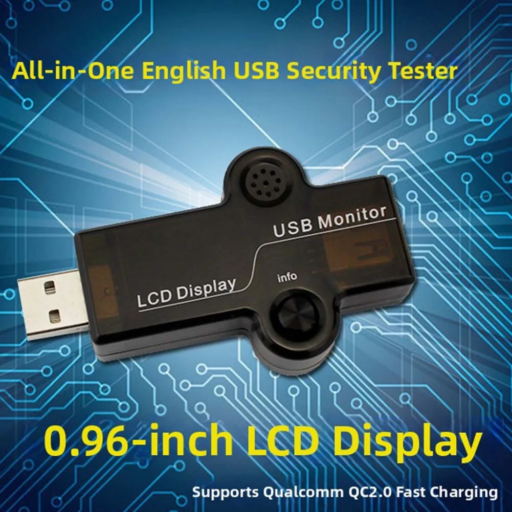 

Портативный USB-детектор 0,96 дюйма для мониторинга напряжения, тока и емкости, отображающий мгновенные показания тока и оповещения о температуре