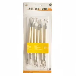 6 wooden mud flat wire knife pottery clay tools Log pottery clay carving plastic knife pottery clay tools