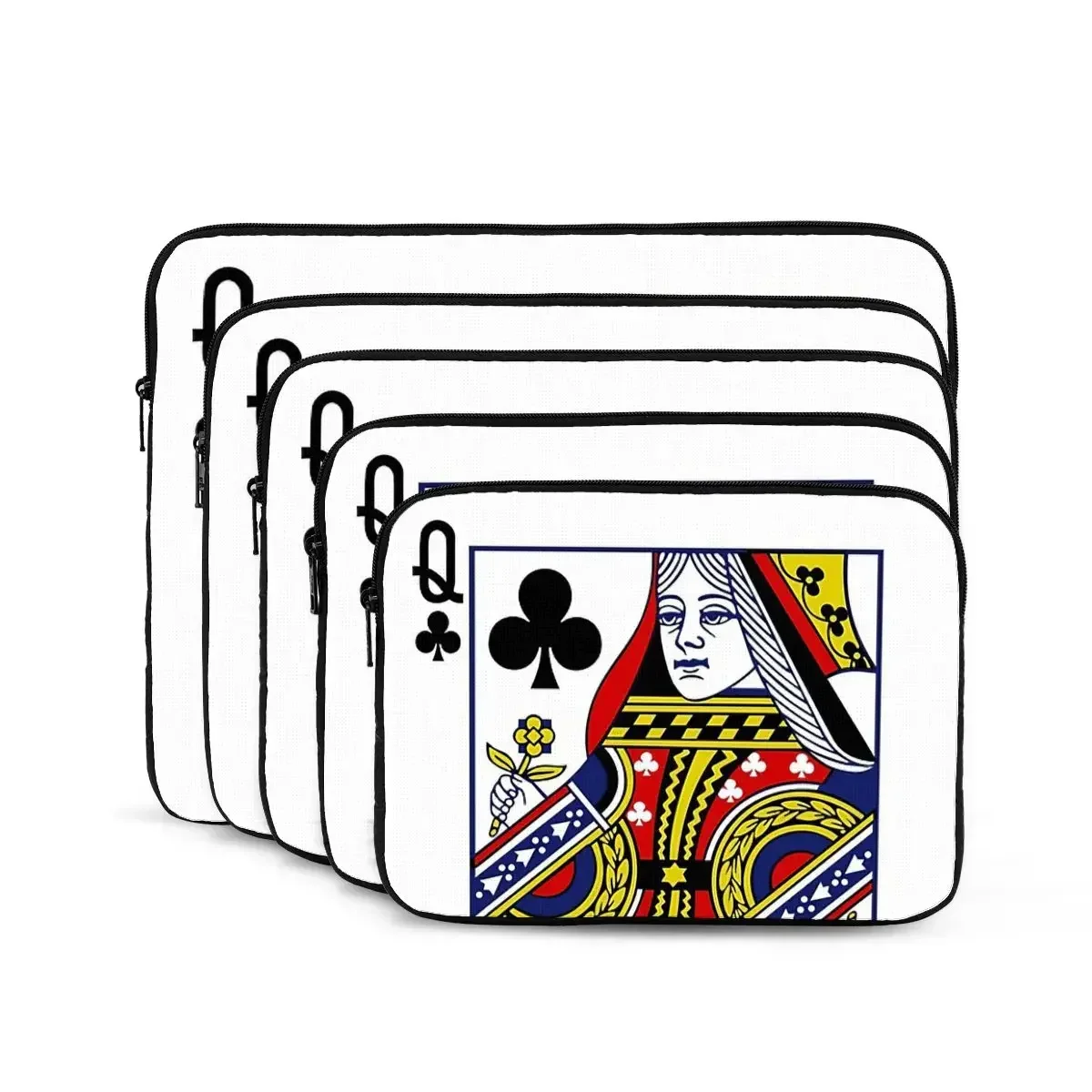 Queen of Clubs Playing Card Computer Ipad غطاء الكمبيوتر المحمول حقيبة كمبيوتر محمول غطاء محمول Fundas Pouch