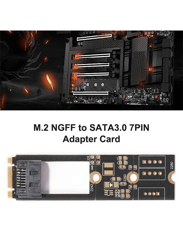 M.2 NGFF to SATA3.0 7PIN Adapter Card M.2 NGFF to SATA3.0 7 Pin Converter Adapter Board Card for 2242 2260 2280 SDD Connector