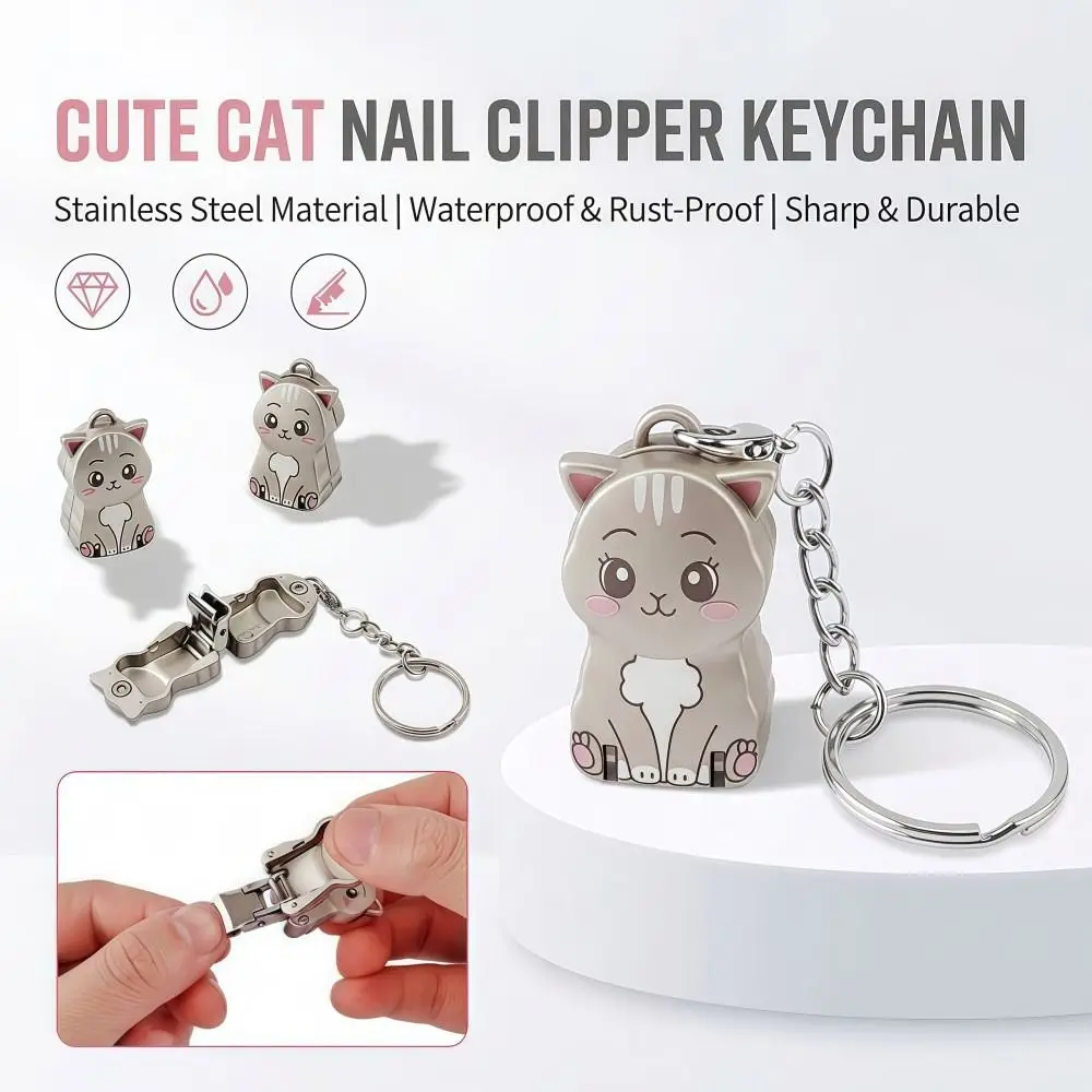 Portable Stainless Steel Nail Clippers Foldable Compact Nail Trimmer Cute Durable Fingernail Clipper Manicure Tool