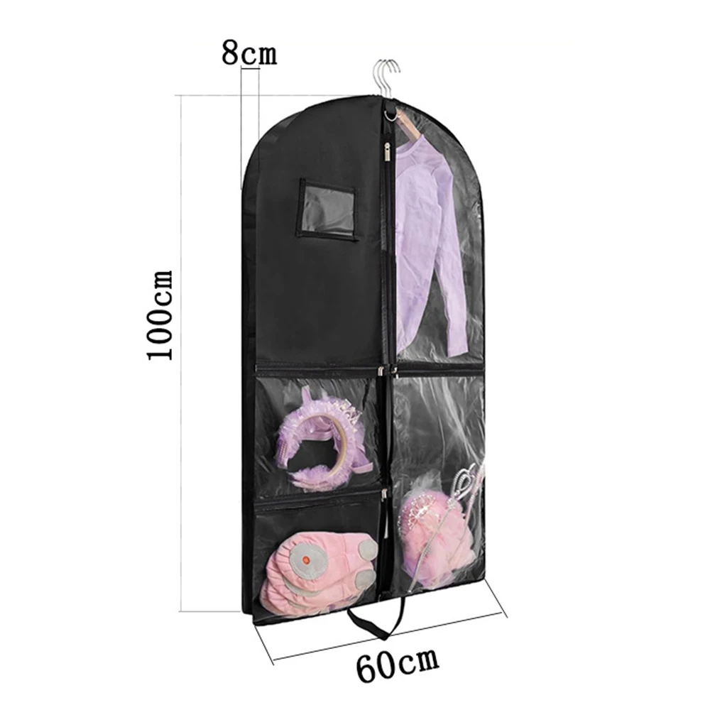 Pink Black Purple Breathable Non-woven Clothing Dust Cover Garment Bags With Buckle Pockets Dance Dress Suit Travel Storage Bags