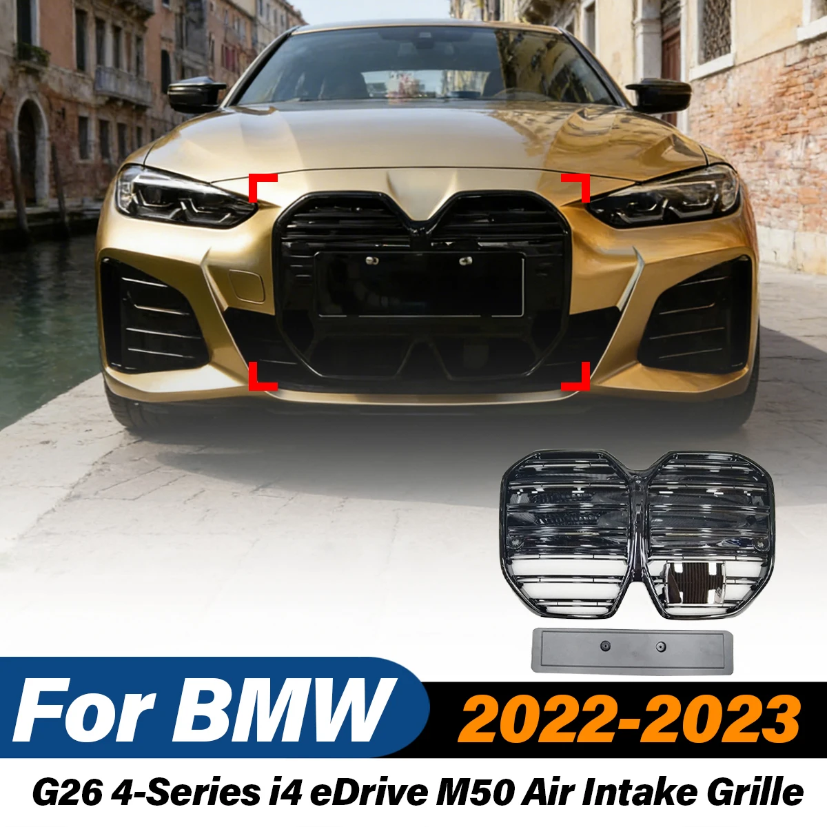 For BMW G26 4-Series I4 EDrive M50 2022 2023 Automobile Front Air Intake Grille Sport Style Radiator Grill Body Modification Kit