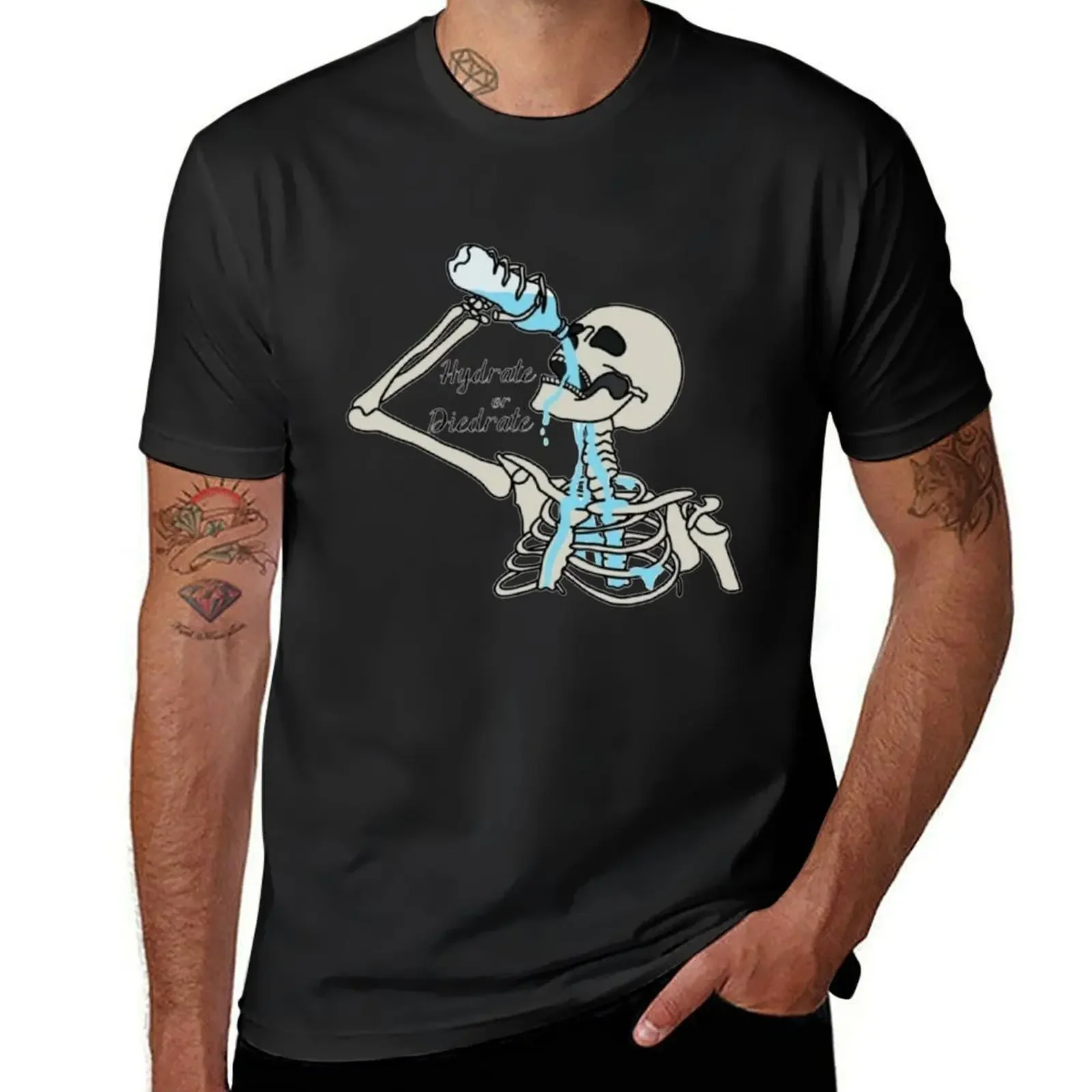 Hydrate or Diedrate Skeleton T-Shirt graphic tee shirt anime figures vintage t shirts blanks mens white t shirts