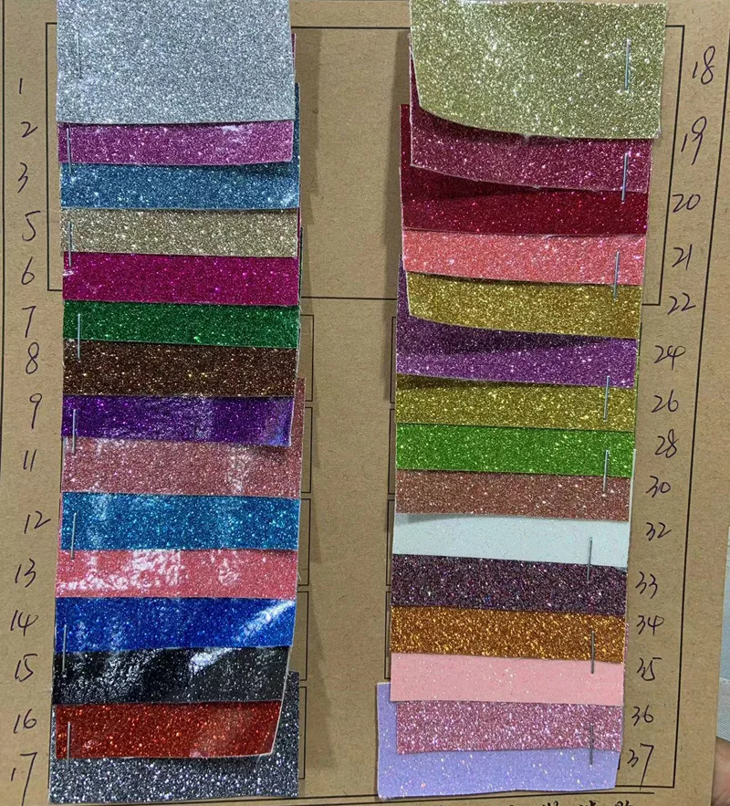 Light Film Glitter PU Synthetic Leather Fabric Materials