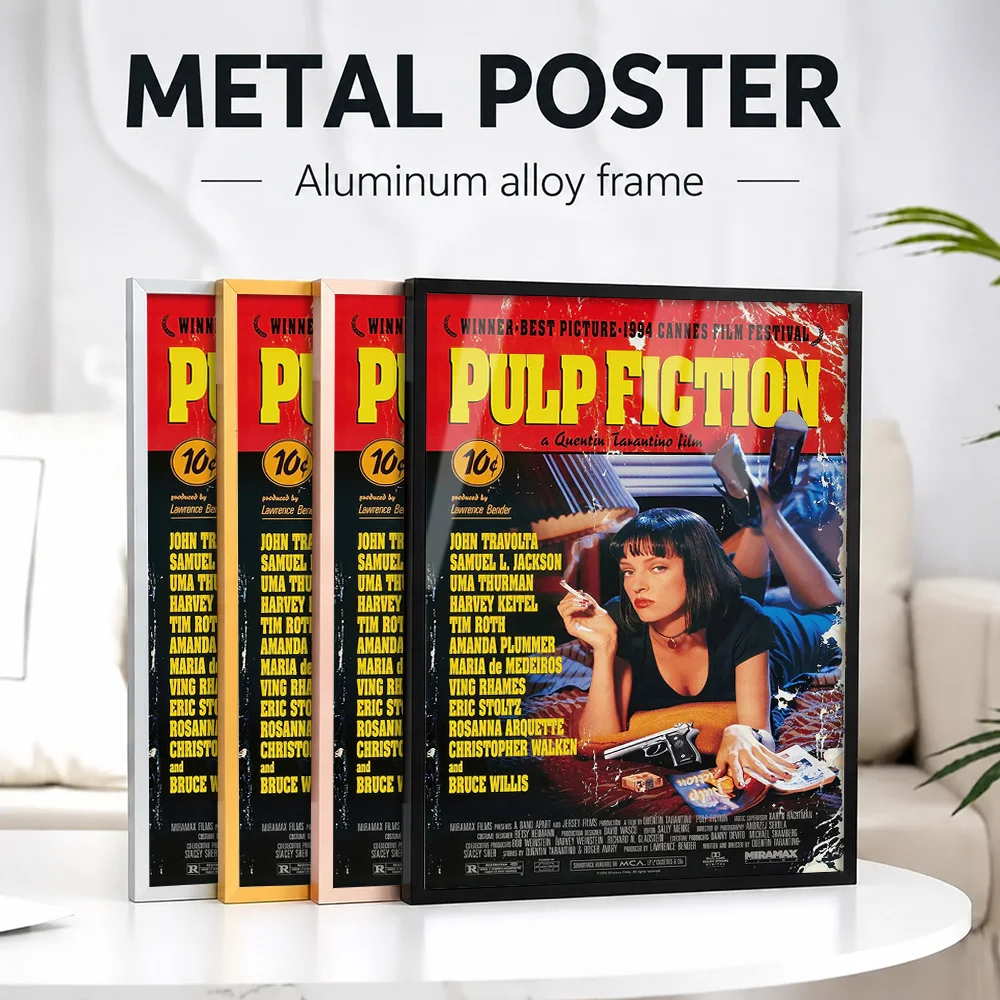 Pulp Fiction Movie Framed Metal Poster Personalized Photo Cinematic Graphic Style Wall Art For Lounge And Office Director Gift