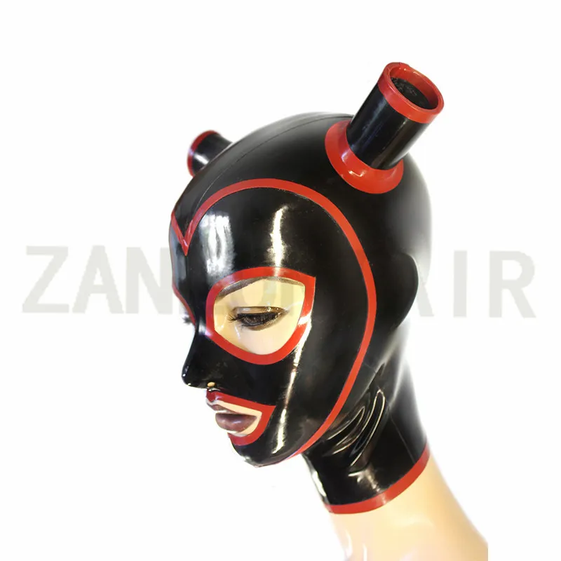 Masque à capuche noir en Latex, Lingerie exotique Sexy faite à la main avec Tube de cheveux, perruque Blonde, taille personnalisée, Costume Zentai Festish Cekc