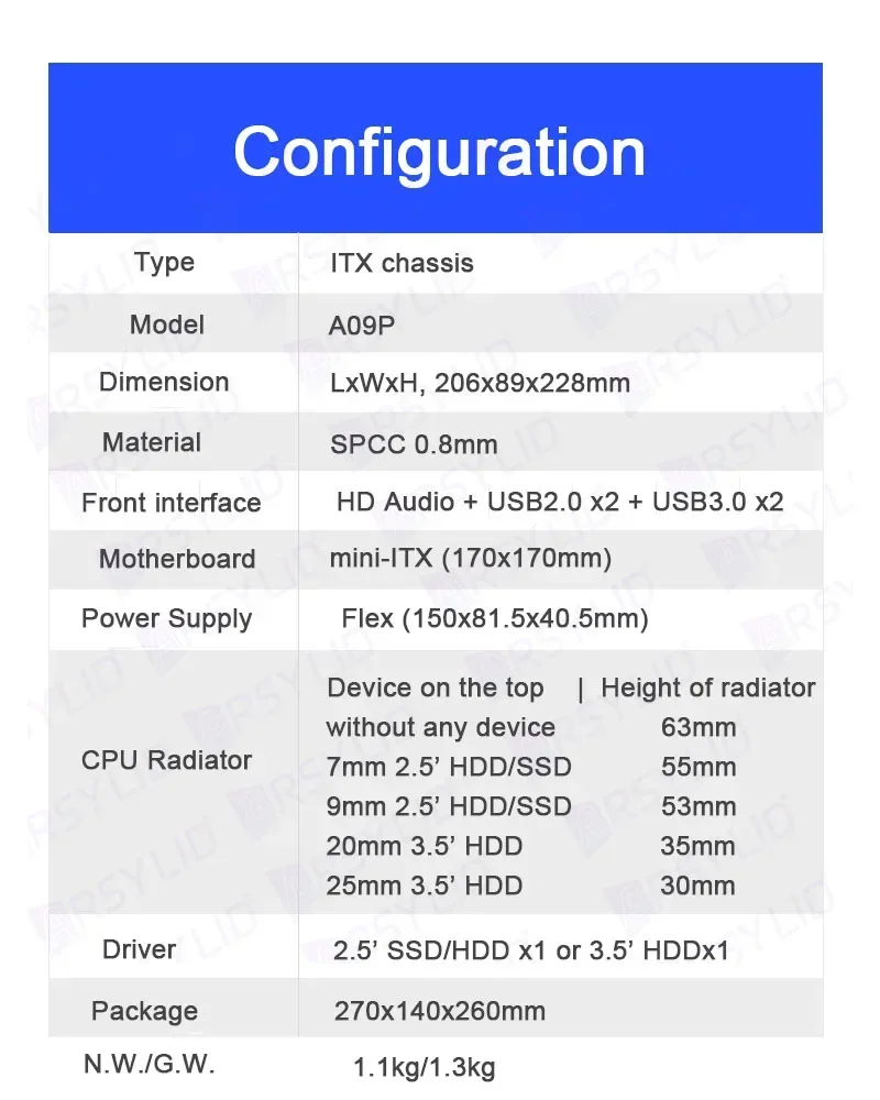 A09P 4.2L ITX Chassis A4 HTPC Portable Computer PC Support PCIe 2.5' SSD Drive Mini IPC Flex PSU Case