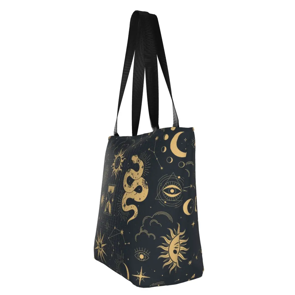 Sun and Moon Retro Shopping Bag Astronomy Witch Woman Fashion Handbags Stylish Cloth Work Bags Shoulder Bag