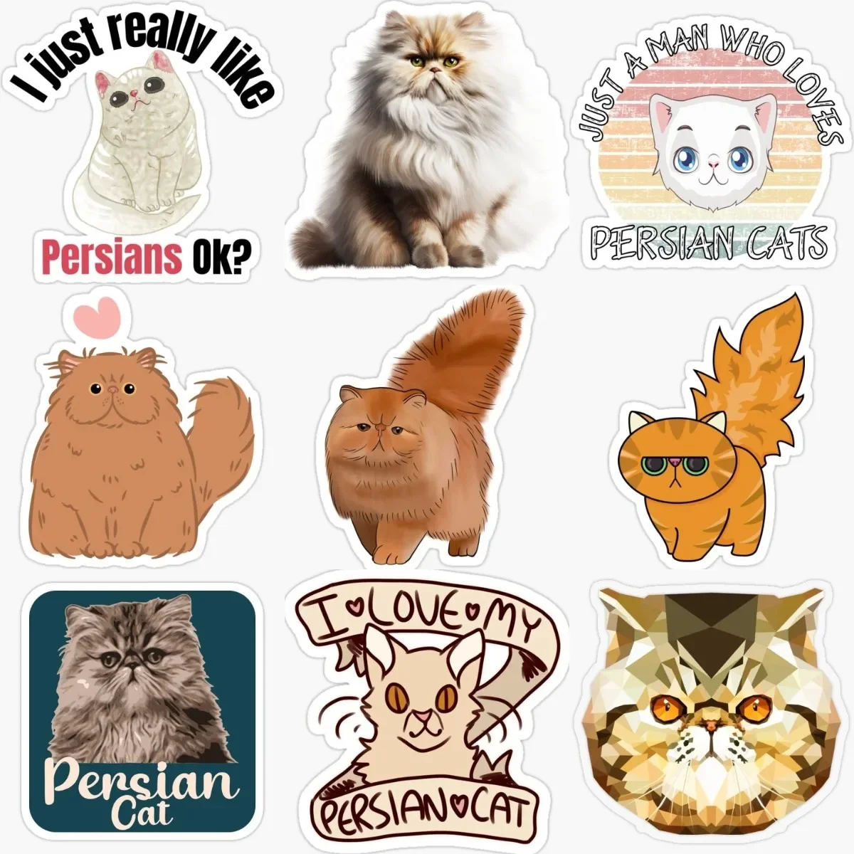 

Persian Cat Garfield Catoon Creative Stickers for Decorate Car Window Wall Table Motorcycle Off-road Helmet Camper Bumper