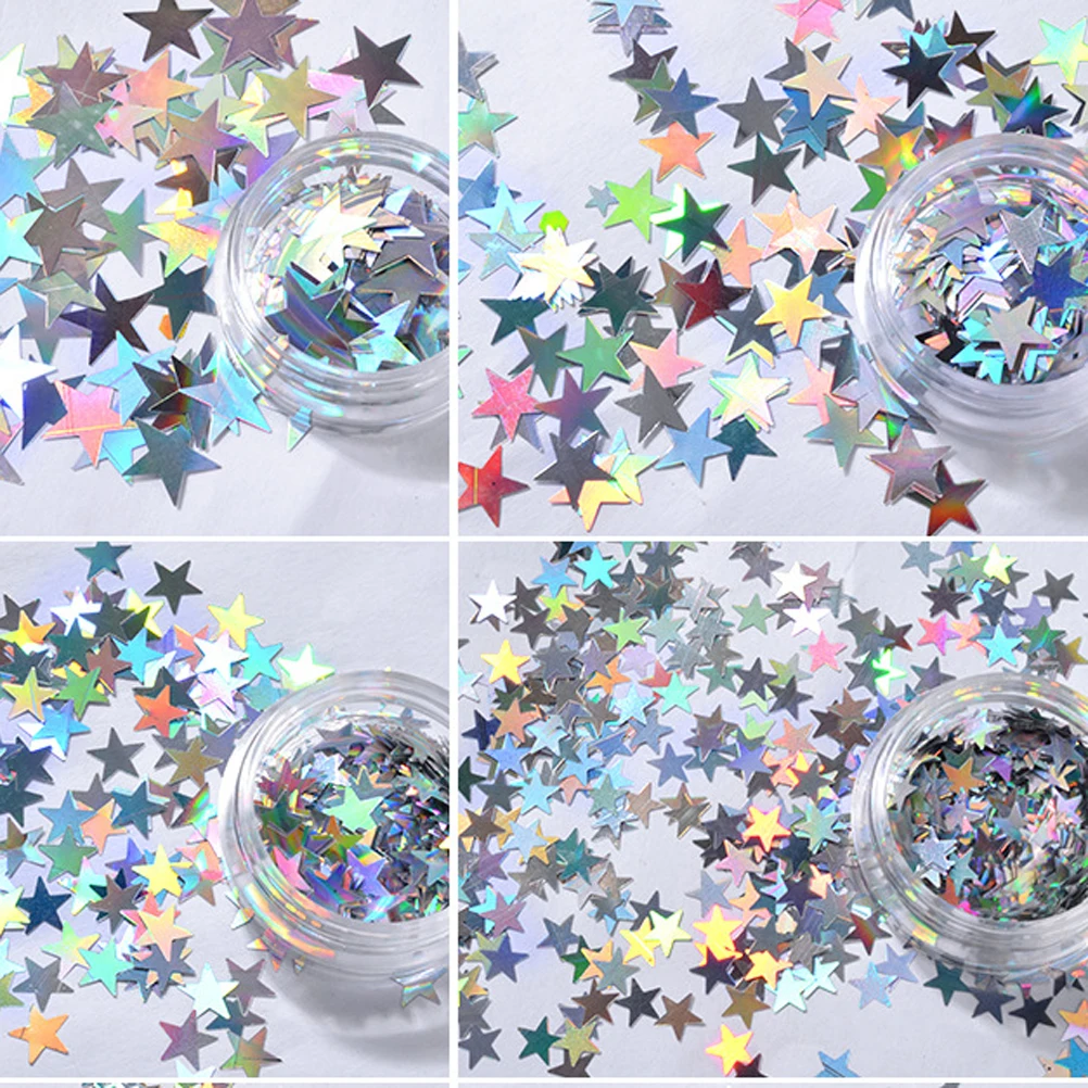 

6 pcs Five-Pointed Star Paillettes Colorful Nail Shining Pieces Silver Manicure Decorations For Women Rhombus Shining Pieces