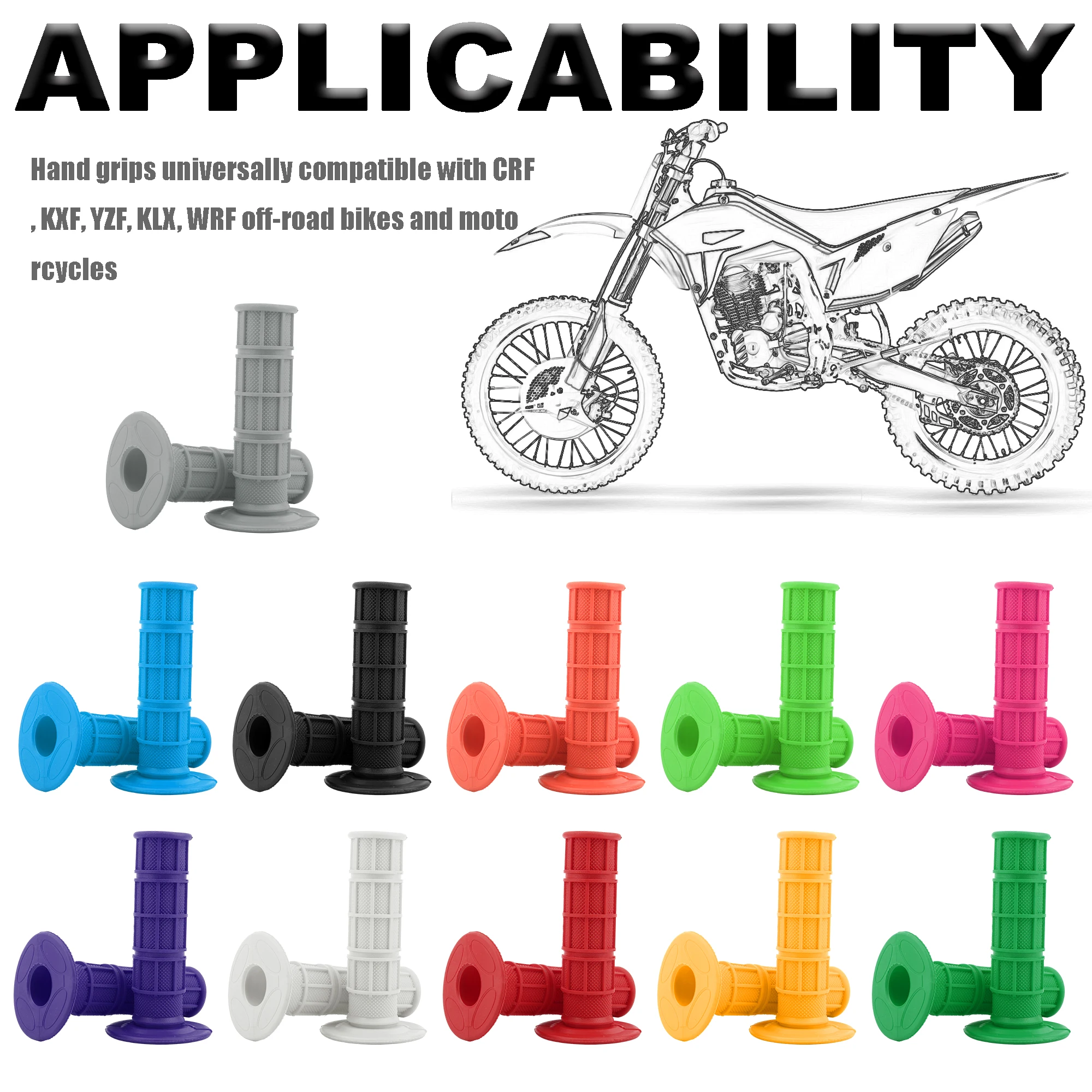 Poignées de guidon universelles colorées pour moto, 7/8 pouces, 22mm, pour Honda, Kawasaki, Yamaha, Suzuki, BMW, KTM, Dirt Bike, accessoires de Motocross