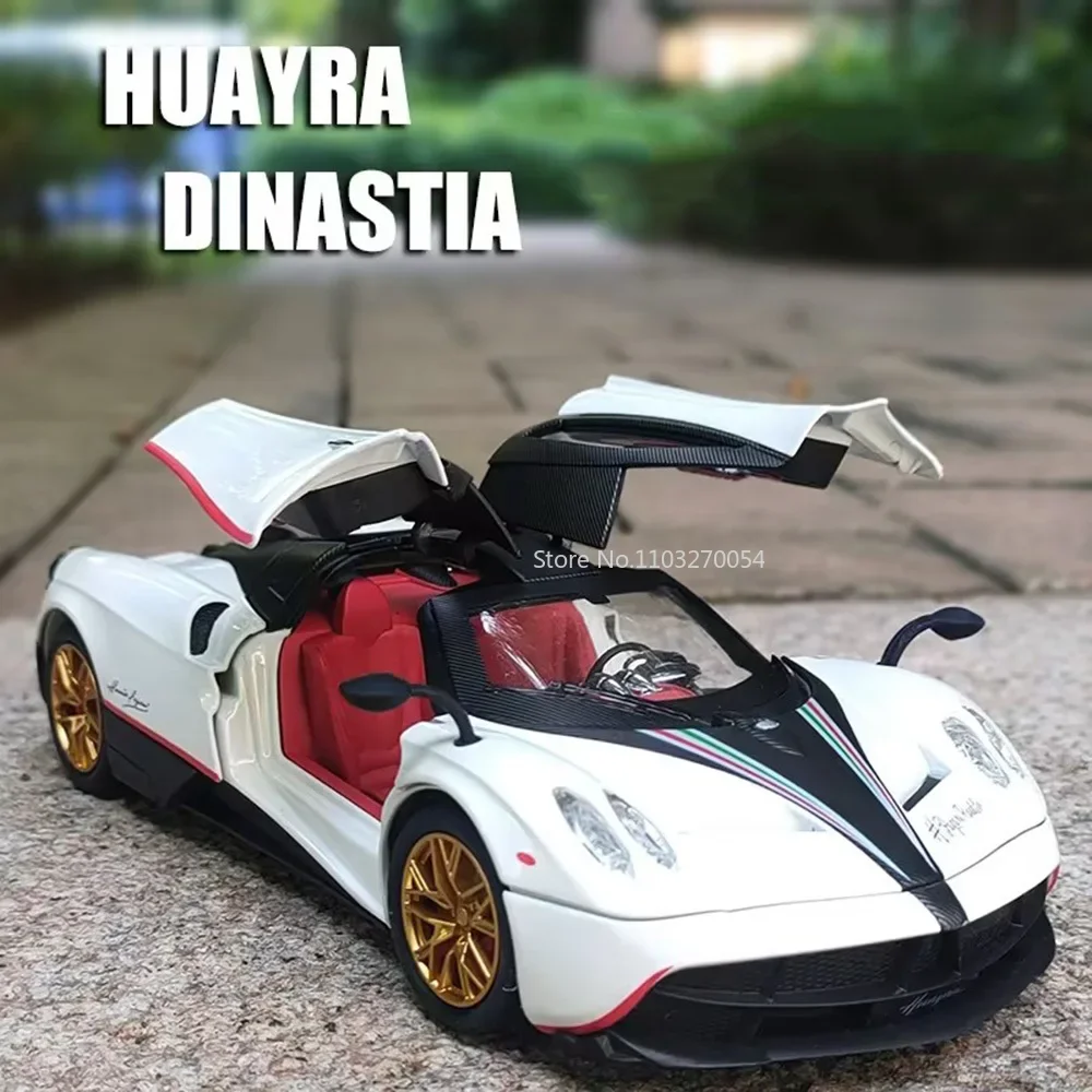 1/24 Pagani Huayra Dinastia Diecast Alloy Cars Model Toys 4 Doors Opened Sound Light Pull Back Sports Vehicles For Kids Present