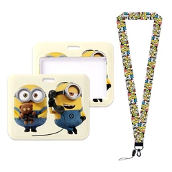 Cartoon Minions Bank Card Neck Strap Lanyards ID Badge Holder Keychain Key Holder Student Keyrings Accessories Gifts