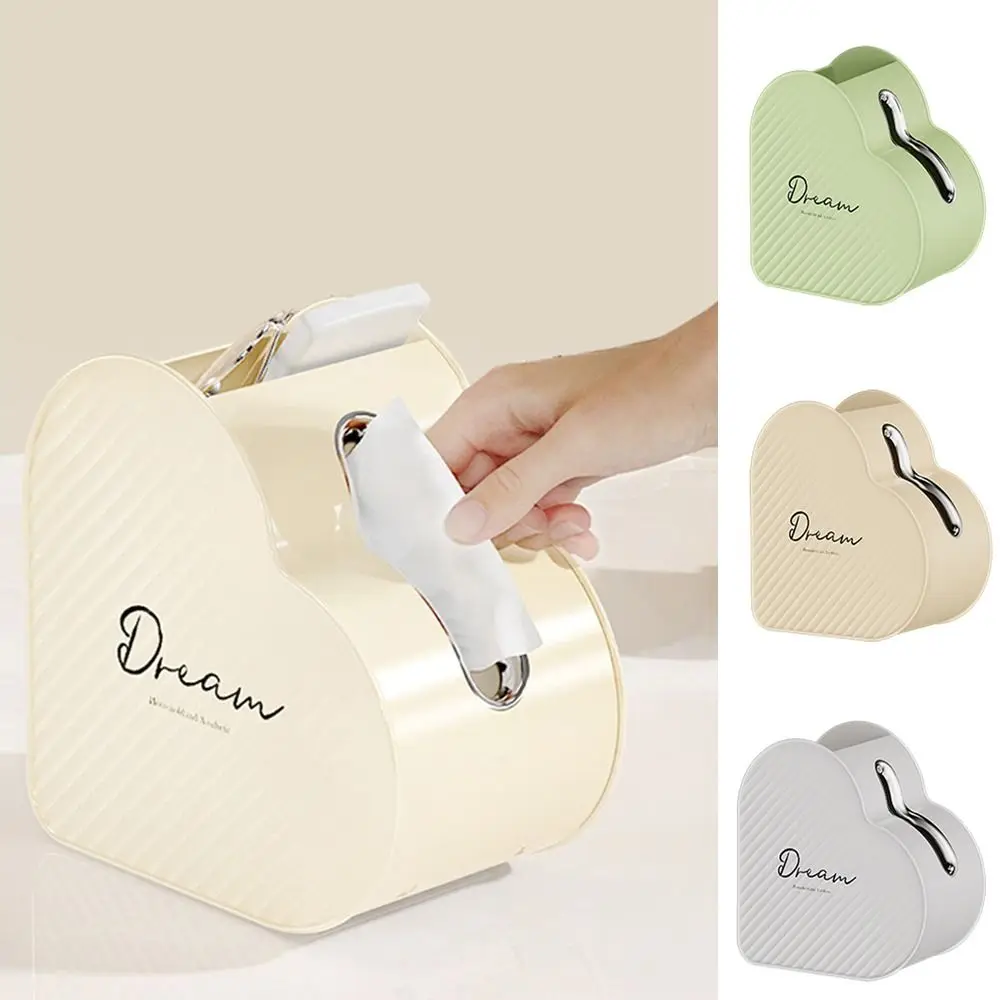 Plastic Heart Shaped Napkin Dispenser Decorative with Side Organizer Facial Tissue Holder Large Capacity Lateral Tissue Box