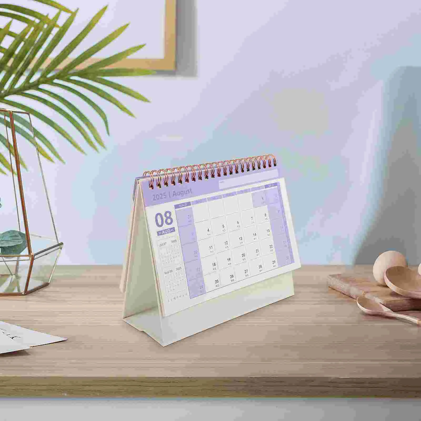 

Calendar 2025 Desk Delicate Tabletop Month Household Standing Medium Portable 1900X1630X800CM Home Supplies Pink Office