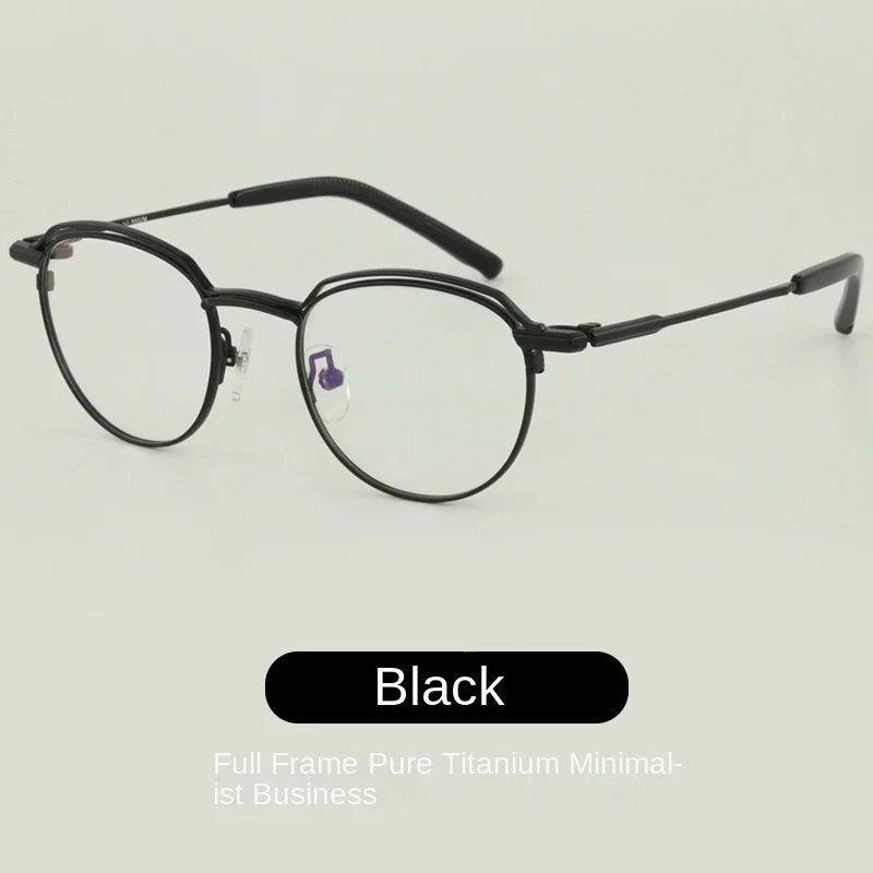 Pure titanium glasses frame women's large face myopia glasses ultra-light retro round frame pure titanium glasses frame