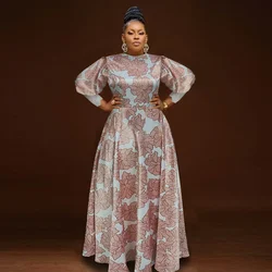 Women Dresses Plus Size 2024 Spring New Fashion African Loose Bubble Sleeve Print  African Dress Long Elegant  Evening Dresses