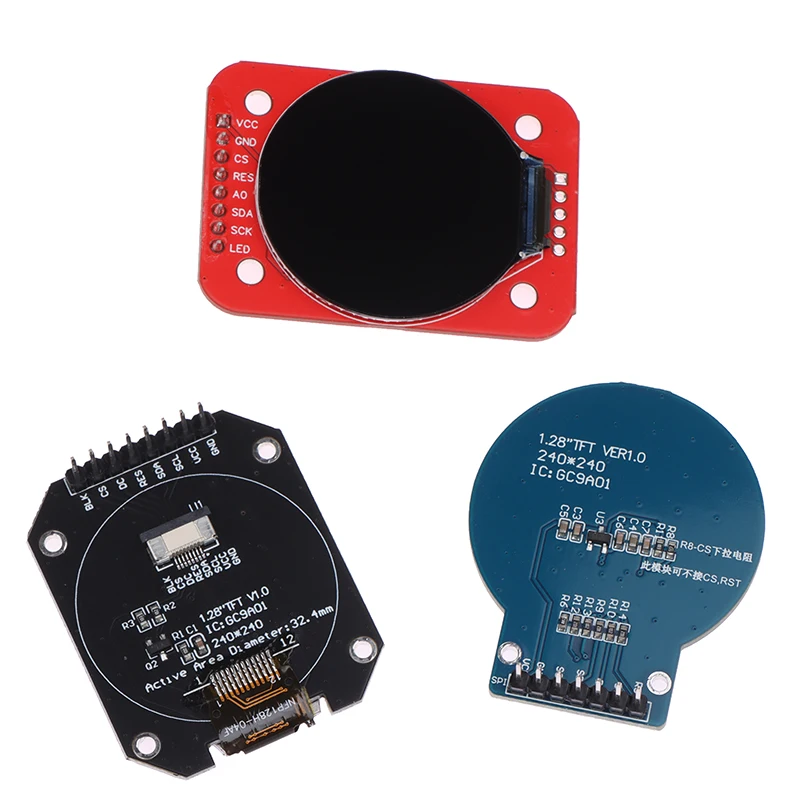 Módulo de exibição TFT LCD para Arduino, Driver RGB redondo, interface SPI de 4 fios, PCB 240x240, 1.28 ", GC9A01