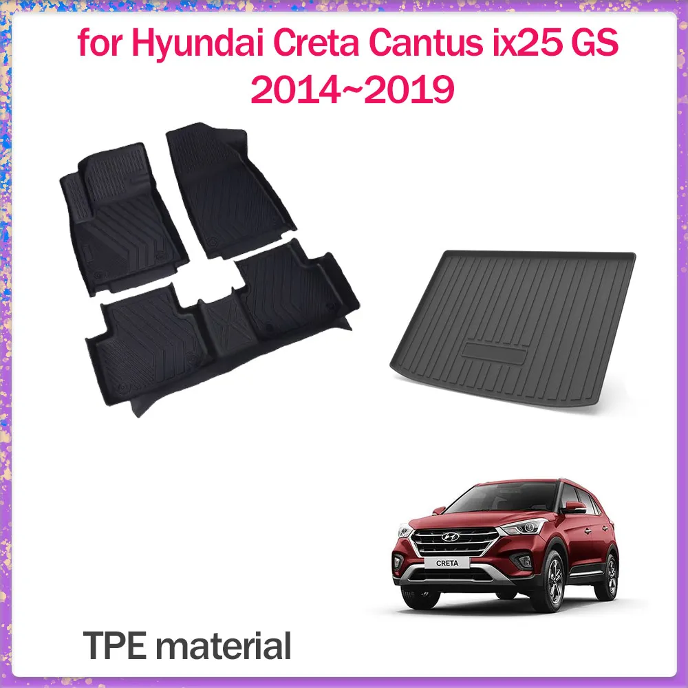 

Car Floor Mat for Hyundai Creta Cantus ix25 GS 2014~2019 TPE Foot Interior Liner Waterproof Trunk Pad Carpet Custom Accessories