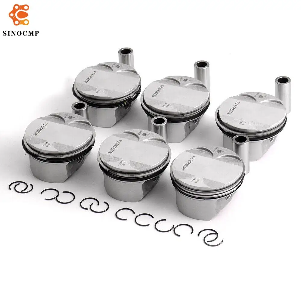 

6Pcs Engine Pistons w/Rings KS STD Low Compression 9.7:1 11257561850 11257561848 For BMW E60 E90 325i 523i N52B25 Engine