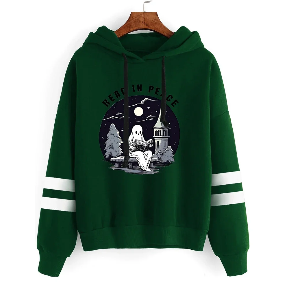 Halloweenowa bluza do czytania Halloween Ghost Reading HoodieFunny miłośnik książek Prezent na Halloween Upiorne ubrania sezonowe M