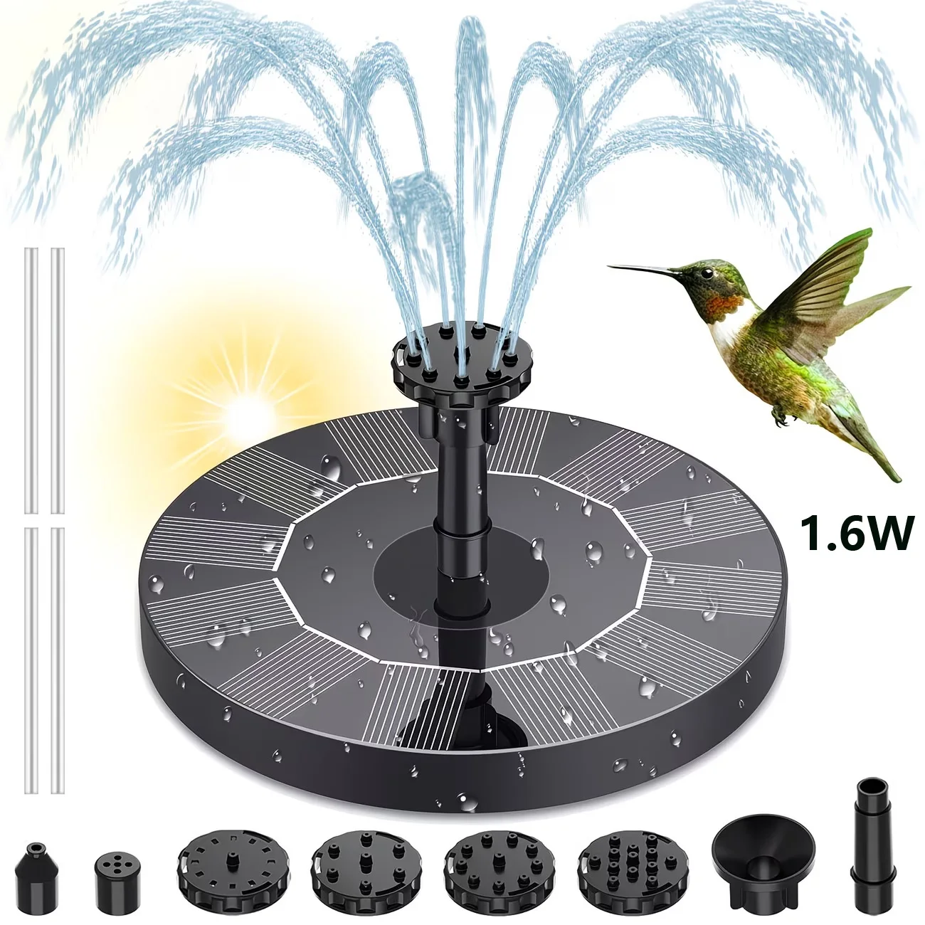 Mini High-Quality Solar Fountain Pump, Solar Fountain, Solar Fountain Outdoor for Garden, Bird Bath Solar Fountain, Ipx8 Function with 6 Nozzles - Fountain for Bird Bath, Water Fountain, Solar Water Pump Suitable for Garden Decorations view 7