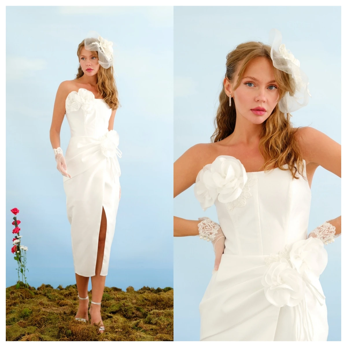 Moda personalizada camisa branca vestido de noite sem alças sem mangas vestidos de celebridades sob medida vestidos de ocasião rendas até bac