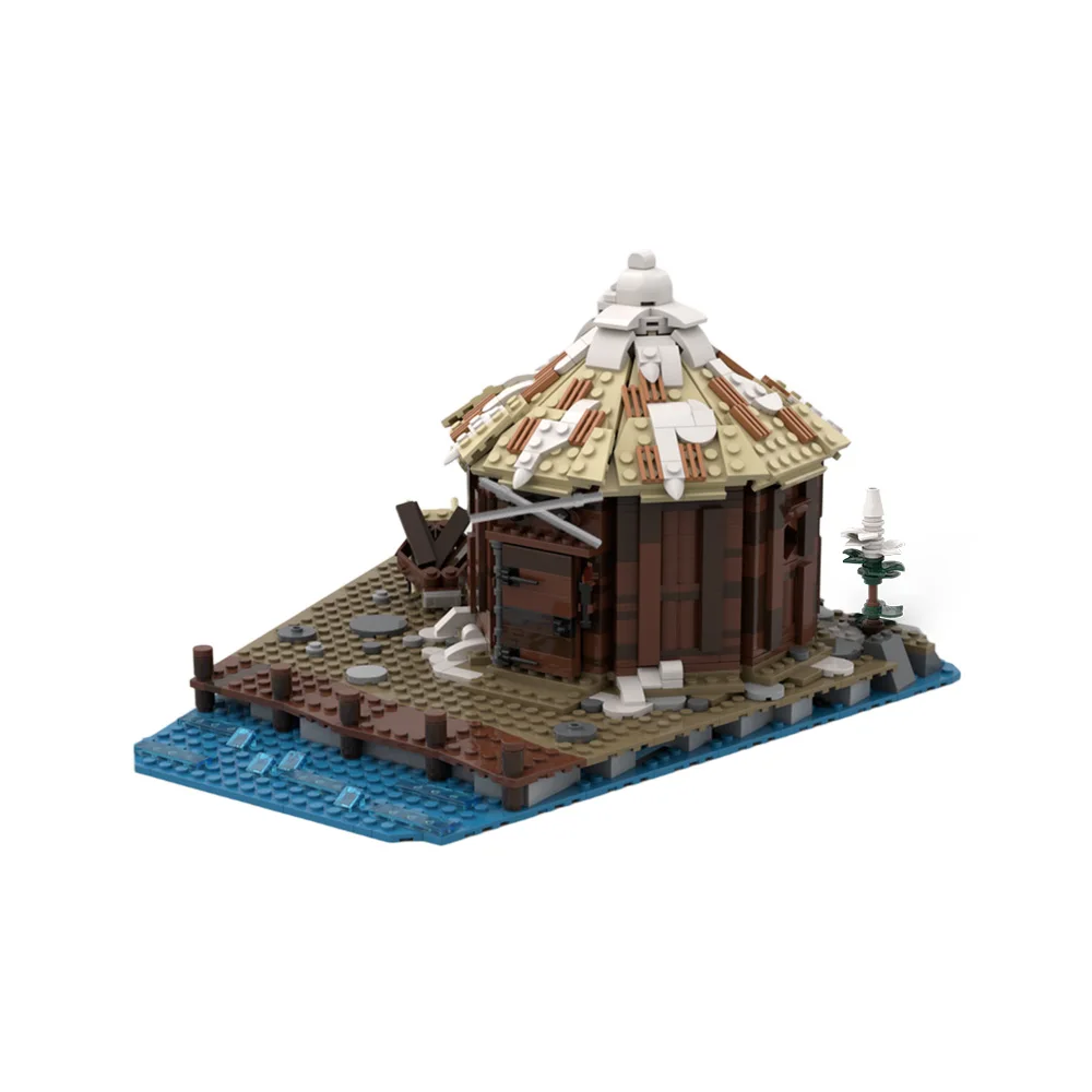 MOC Middeleeuwse Viking Dorp Opslag Hut Model Bouwstenen Dorp Stam Graanschuur Huis Architectuur Bakstenen Speelgoed Cadeau