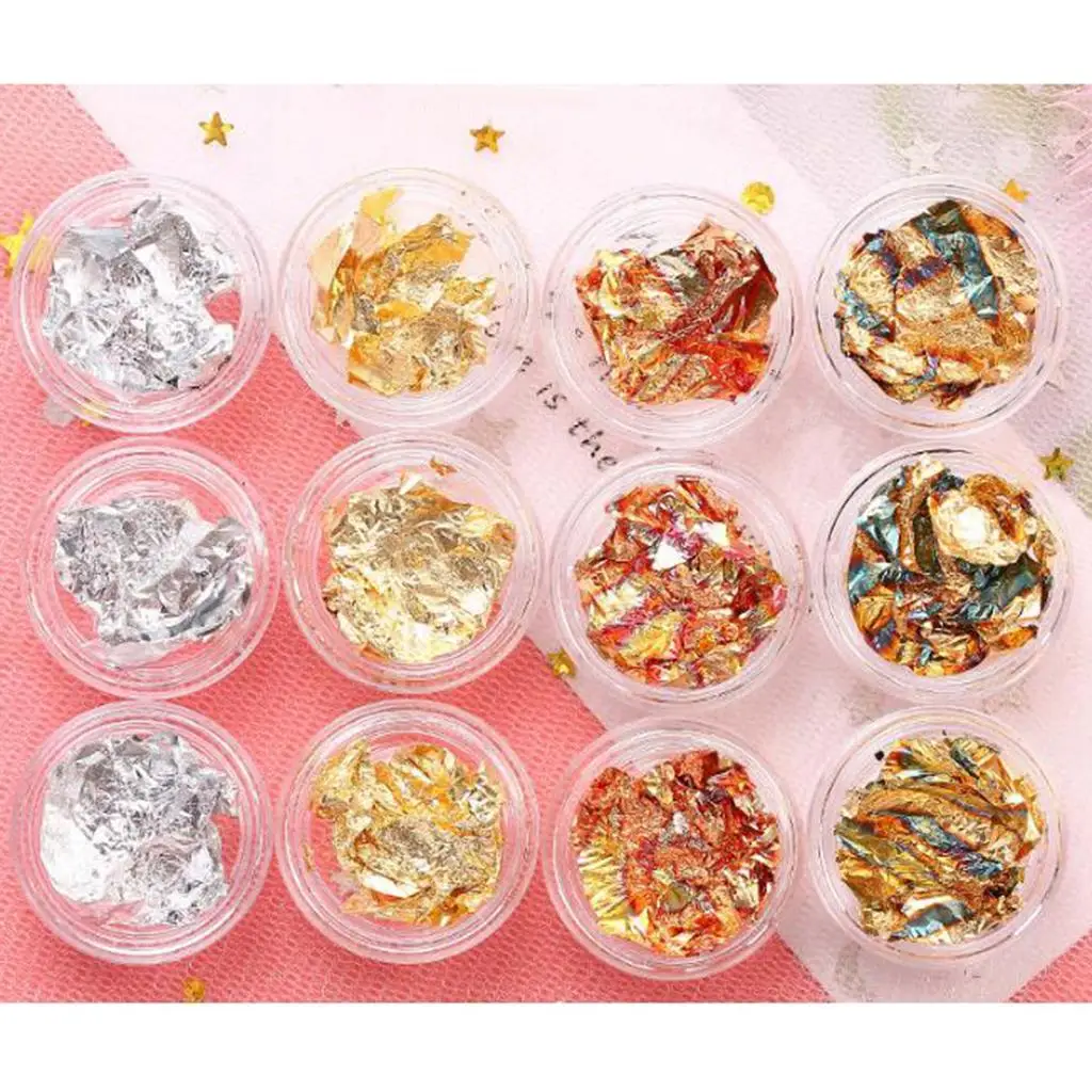 12 Jars of Nail Glitter Decoration for Gel Nails, Acrylic Nails