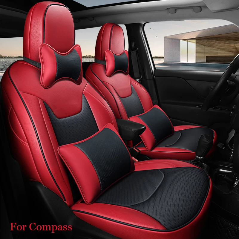 

Custom Special Leather Car seat covers For Jeep Compass 2017 2018 2019 2020 2021 years Interior Car Accessories ( Front + Rear )