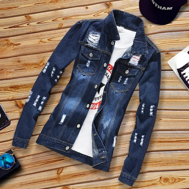 

2023 New Spring and Autumn Slim Fit Denim Jacket for Men's Korean Casual Top Handsome Fashion Coat