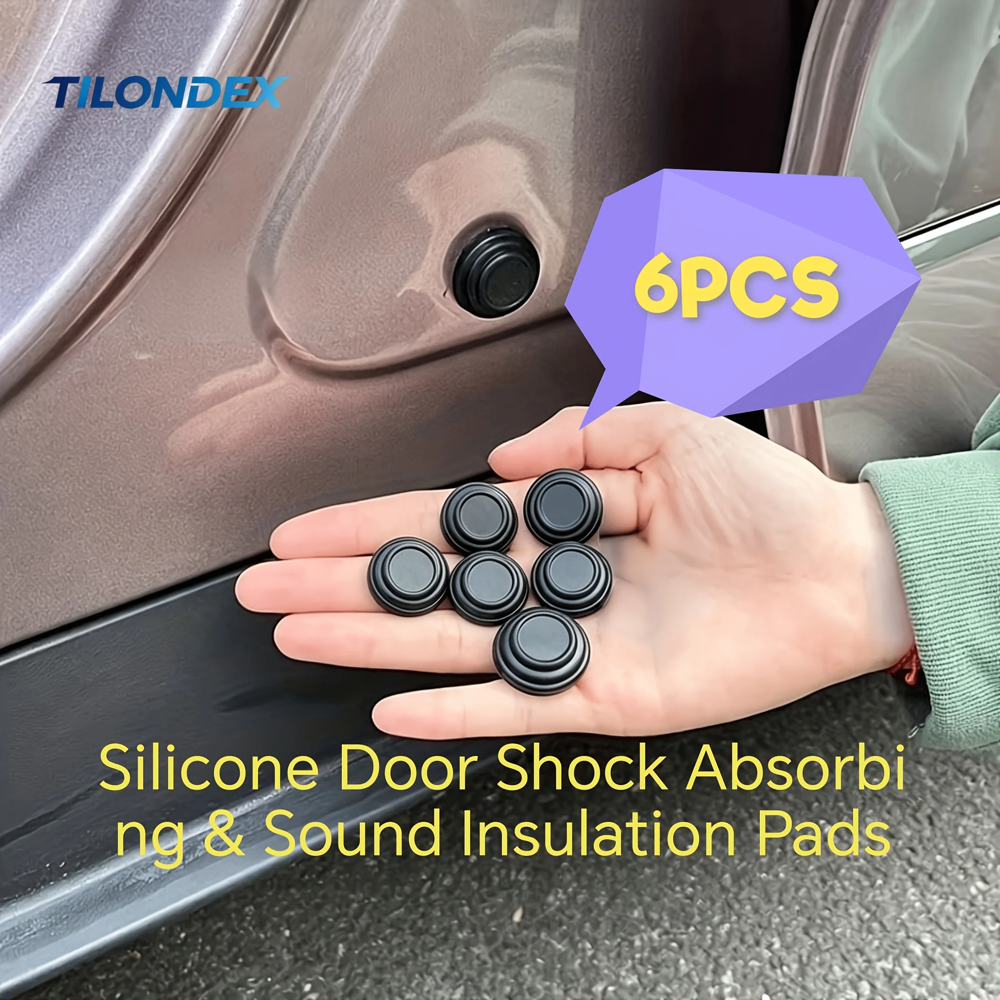 6pcs Car Door Soundproofing Pads Cushioning Noise Reduction Pads Self-Adhesive for Car Doors Sound And Heat Insulation