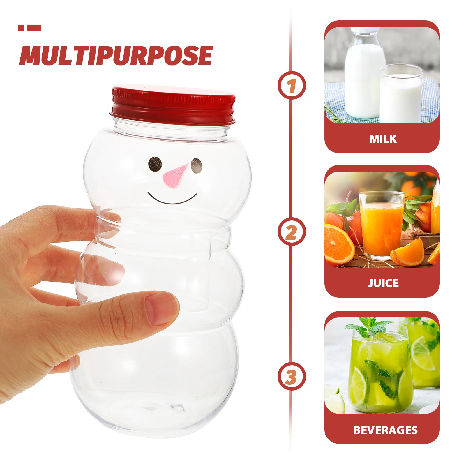 

10Pcs Milk Tea Beverage Bottles Portable Snowman Juice Bottles Party Gift Wrapping Empty Drink Candy Jars Portable Candy Jars