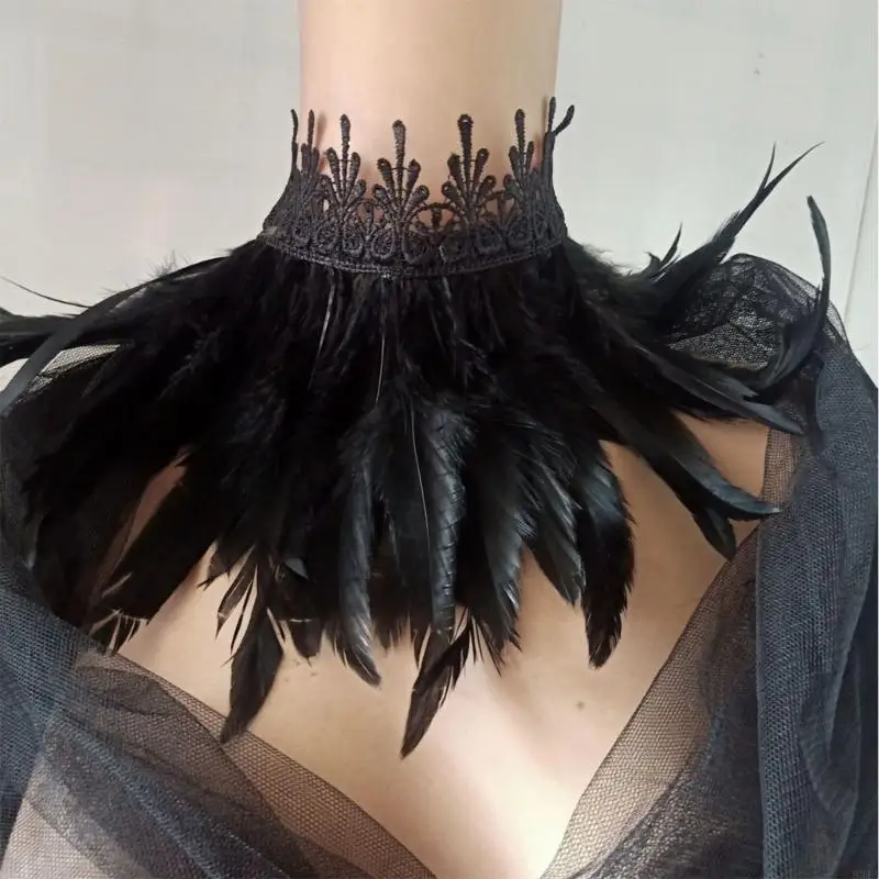 831A Gothic Victorian Collar Lace Choker Neck Wrap Collar Fashion Choker Necklace for Halloween Masquerade