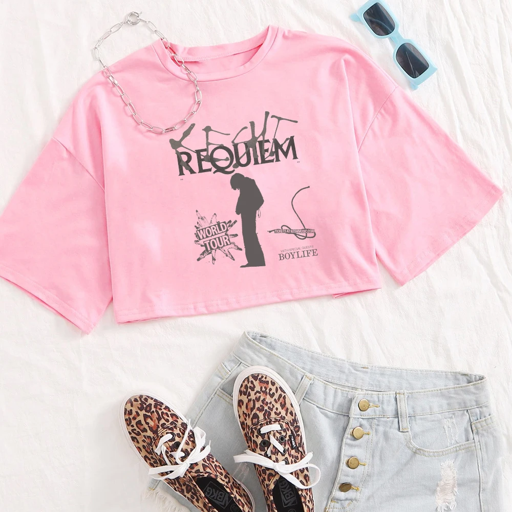 Keshi Requiem World Tour 2024 Shirt Women O-Neck Short Sleeves Crop Tops T-shirt Fans Gift Tops image 4