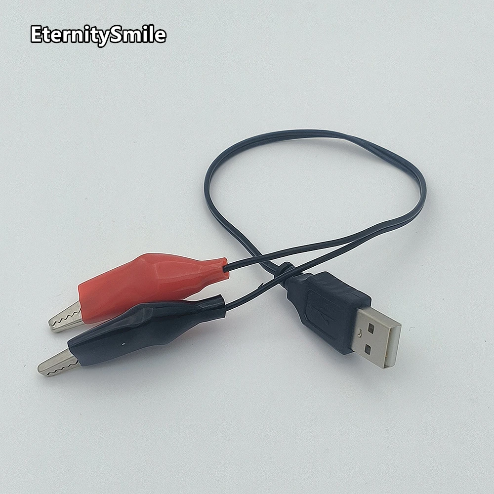 Crocodilo Clamp Testing Line, USB, macho e fêmea cabeça de tamanho médio, vermelho e preto Testing Line, Clamping, Debugging Line
