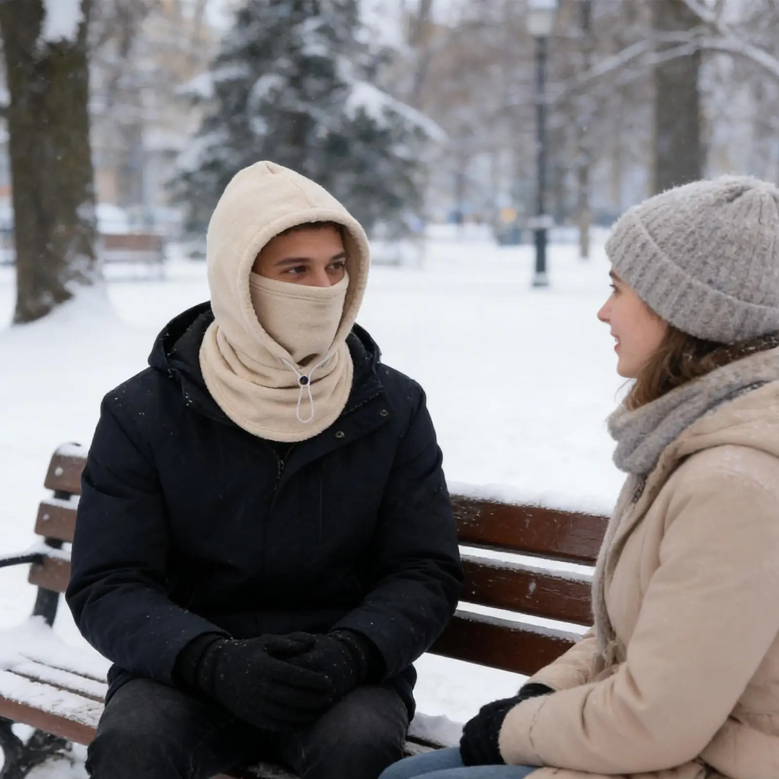 

Капюшон для лица, ветрозащитный, теплый, регулируемый, на шнурке, головной убор, зимний капюшон для лица для холодной погоды, езды на велосипеде, работы на открытом воздухе, пешего туризма