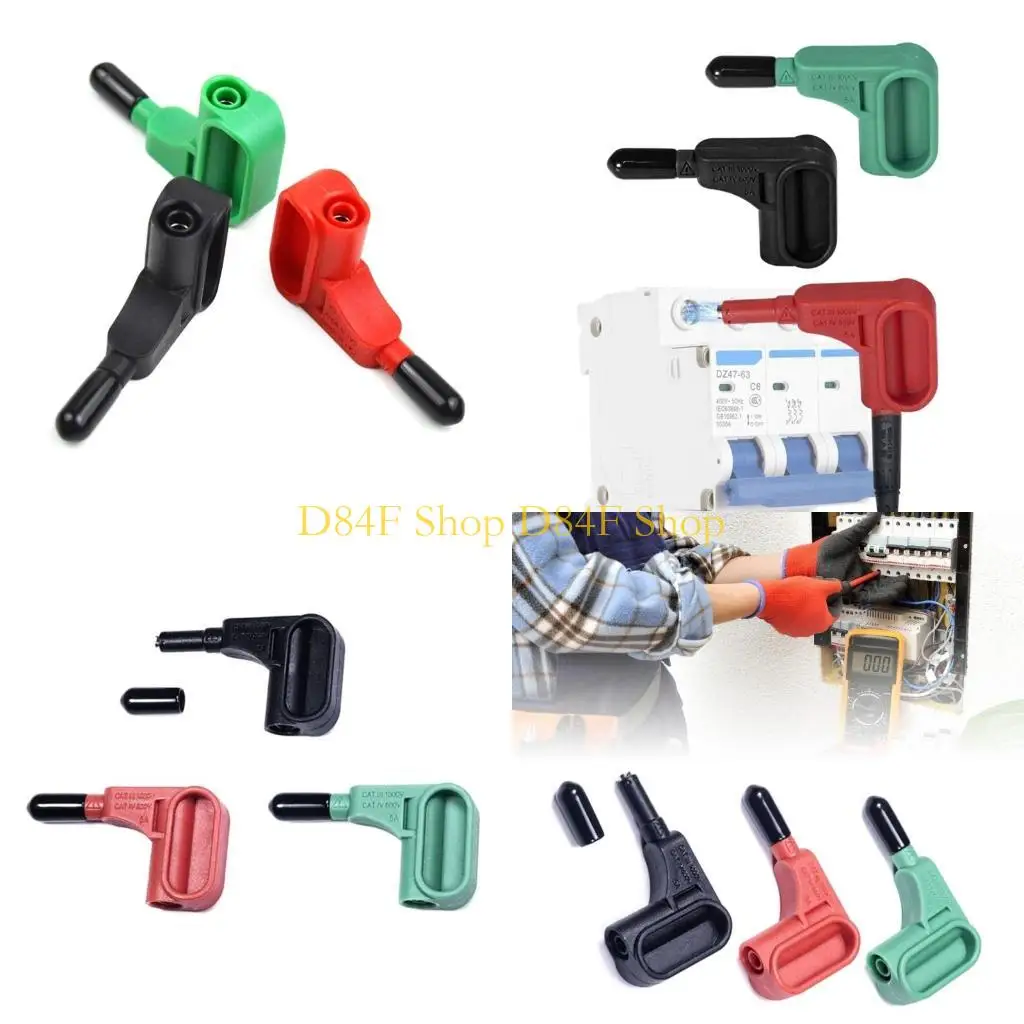 

D84F Set of 3 PVC Multimeter Test Probes Easy Connection 4mm Banana Plugs Accessories Suction Test Probes