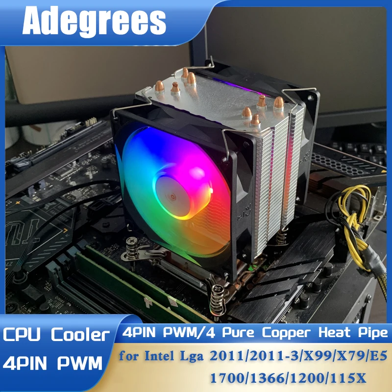 

CPU Air Cooler 4PIN PWM 4 Heat Pipes RGB Ventilador for Intel LGA X99 2011 1700 1150 1151 1366 1155 X79 1200 PC Radiator