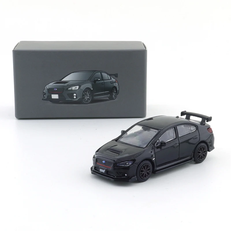 JKM 1/64 Subaru STI Black Diecast Automotive Model Ornaments Cas Toys Gift Decorations