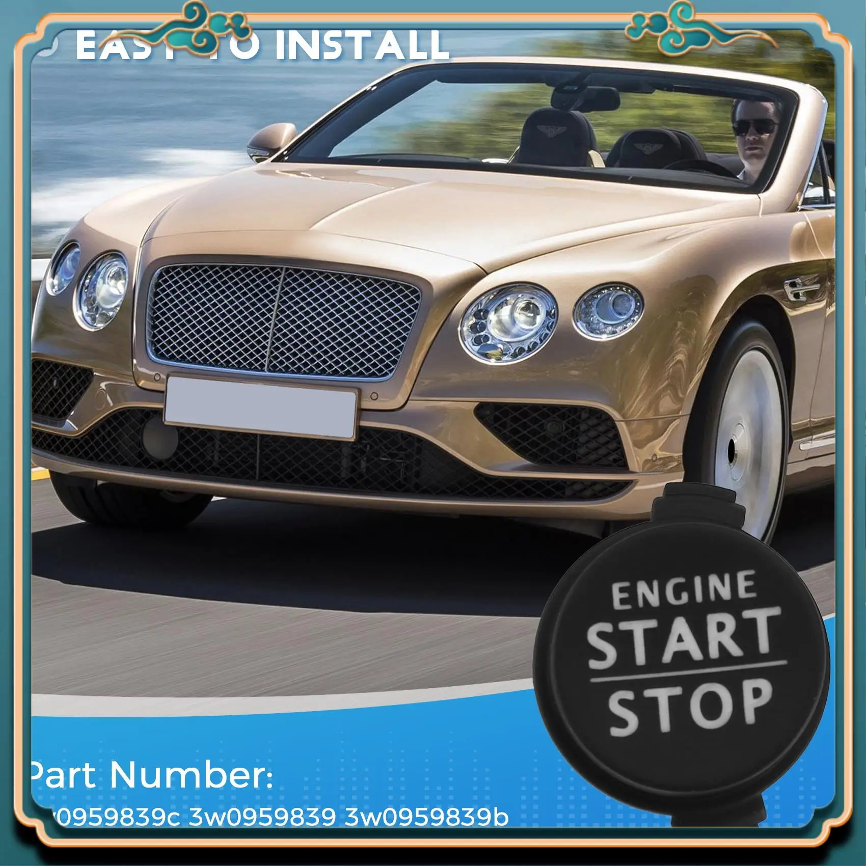 최신 자동차 엔진 시작 중지 점화 버튼 스위치 커버 3W0959839c Bentley Continental GT GTC Flying Spur 2006-2012